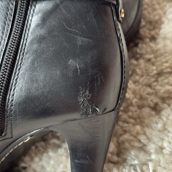 Tory Burch Black Heeled Boots with Gold Hardware - Picture 9 of 12